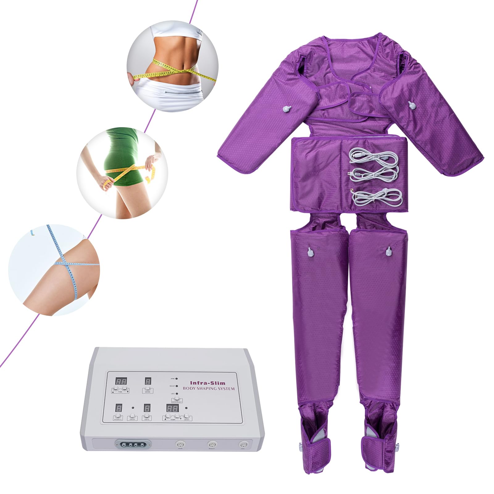 Massaggiatore tutto il corpo, 600 W, 220 V, elettrico per tutto il corpo, pressoterapia, massaggio linfatico, perdita di peso per circolazione sanguigna e rilassamento muscolare (viola)