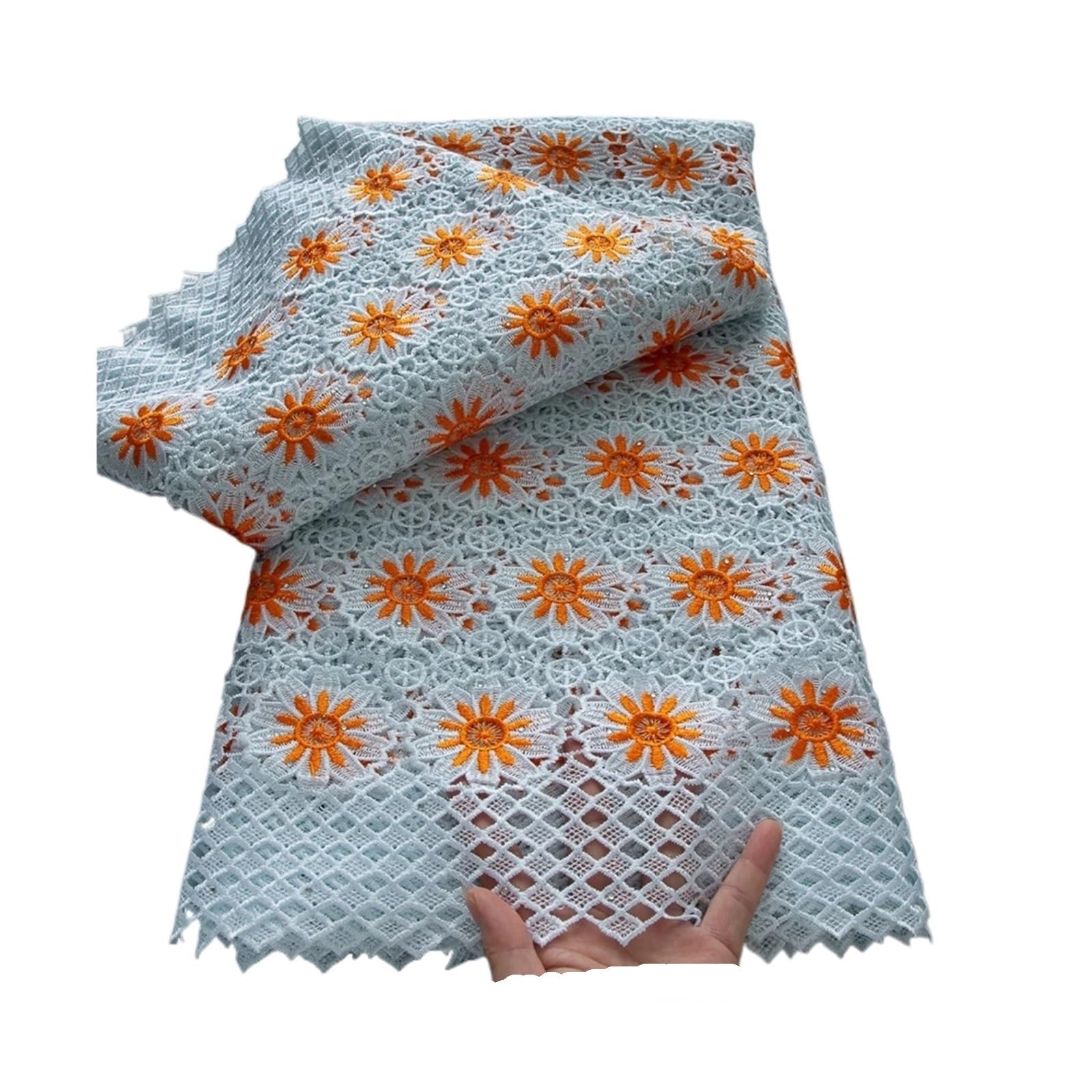 Cordón de guipur nigeriano de 5 yardas, tejido africano soluble en agua for vestido de novia(Cord Lace 5)