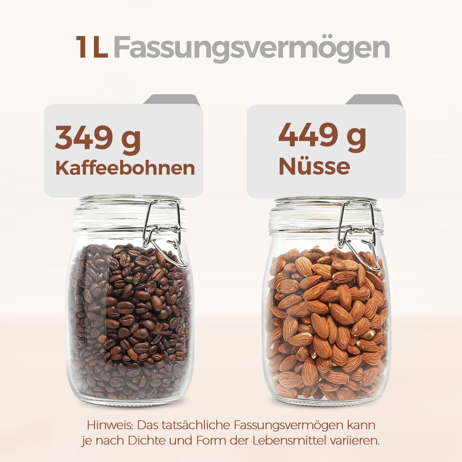 MuciHom - Barattoli ermetici per alimenti, in vetro borosilicato senza BPA, con coperchio in bambù, contenitore cilindrico per cereali con guarnizione Medium 34oz Round - 3 Sets