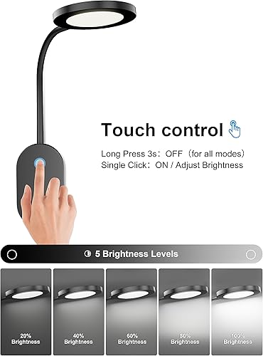 Miniatura 10 de Luz de lectura montada en la pared, luces de libro con salida USB, lámparas de lectura para cabecera de cama en 4 horas apagado automático, lámpara