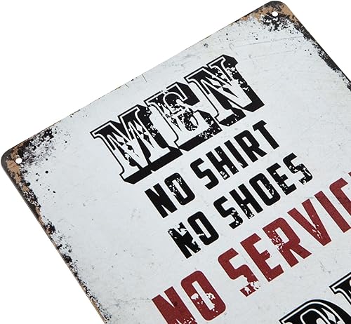 Miniatura 2 de ERLOOD Cartel de metal retro para hombre, sin camisa, no servicio, para damas, bebidas gratis, para hombre, cueva, lata, 12 x 8