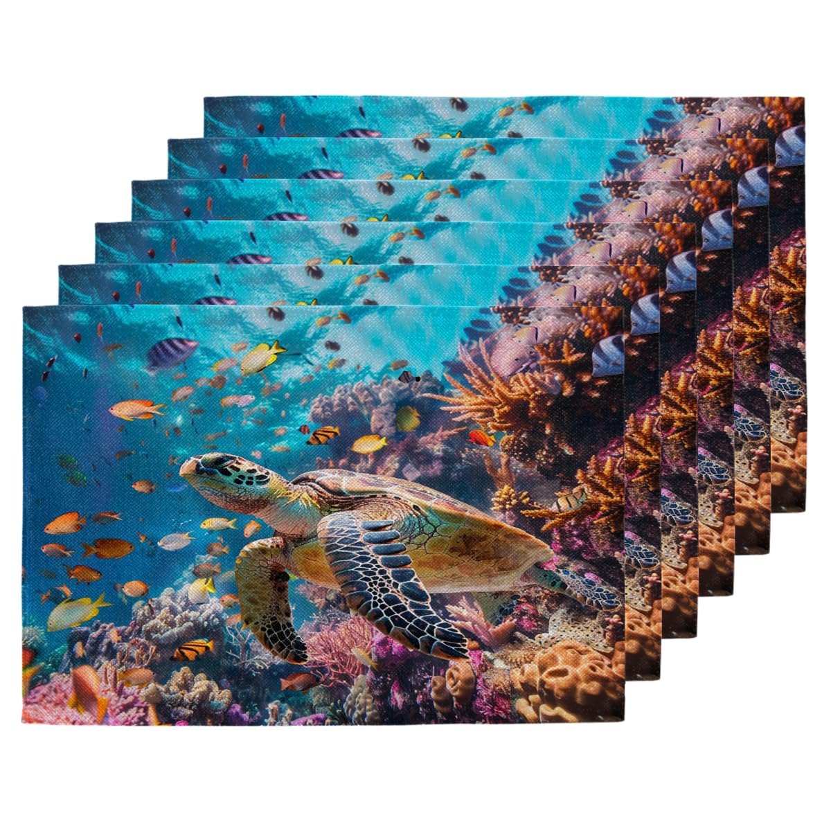 Set de table antidérapant anti-tache tortue de mer pour salle à manger