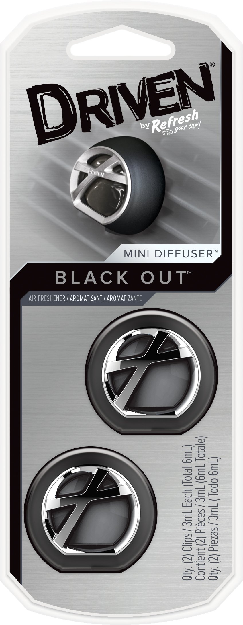 Refresh Your CarDriven 71127 Mini Diffuser Air Freshener Black Out, Set of 2