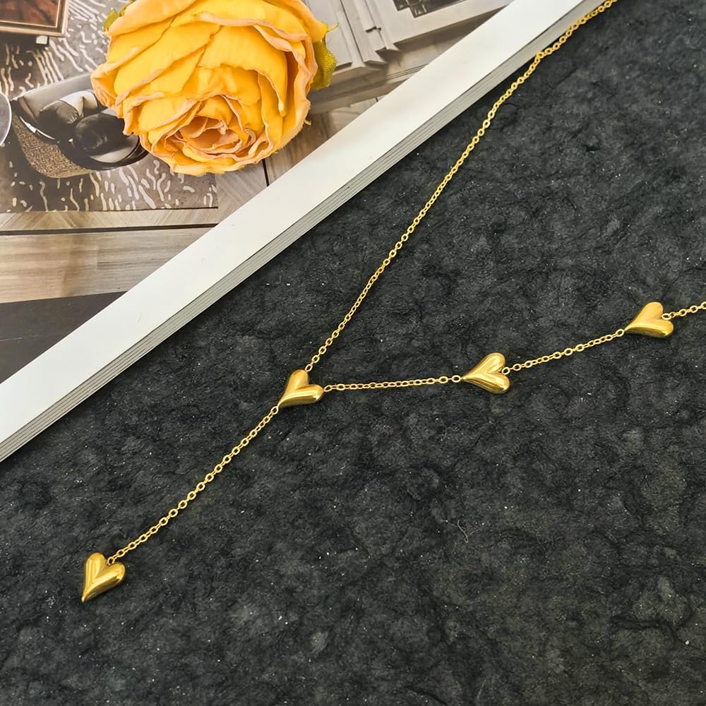 Gold Heart Necklace for Women Long Heart Lariat Y Necklace Dainty Gold Heart Pendant Necklaces Birthday Party Jewelry - Image 7