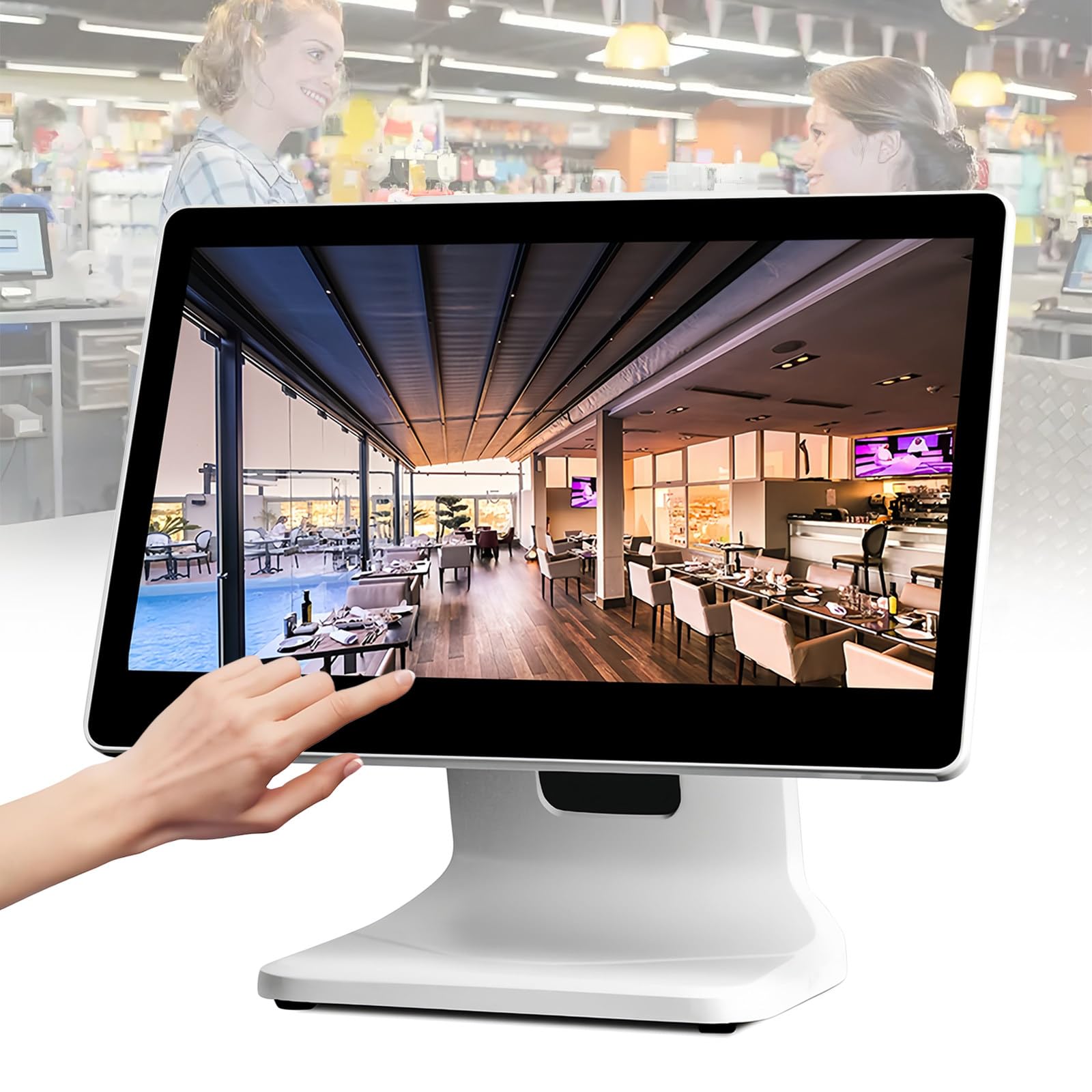 Caja registradora táctil de 15,6 pulgadas, sistemas TPV para PC, Caja registradora para supermercados, catering, CPU-i3, 4 GB RAM, SSD 64 GB, sistemas operativo Windows-10 Pro 1920*1080 Pix