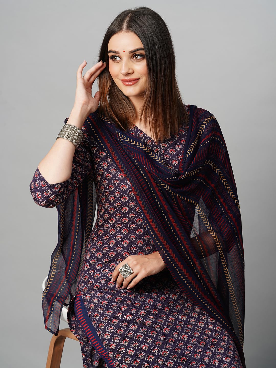 ANNI DESIGNER Kurta da donna in misto cotone dalla vestibilità dritta