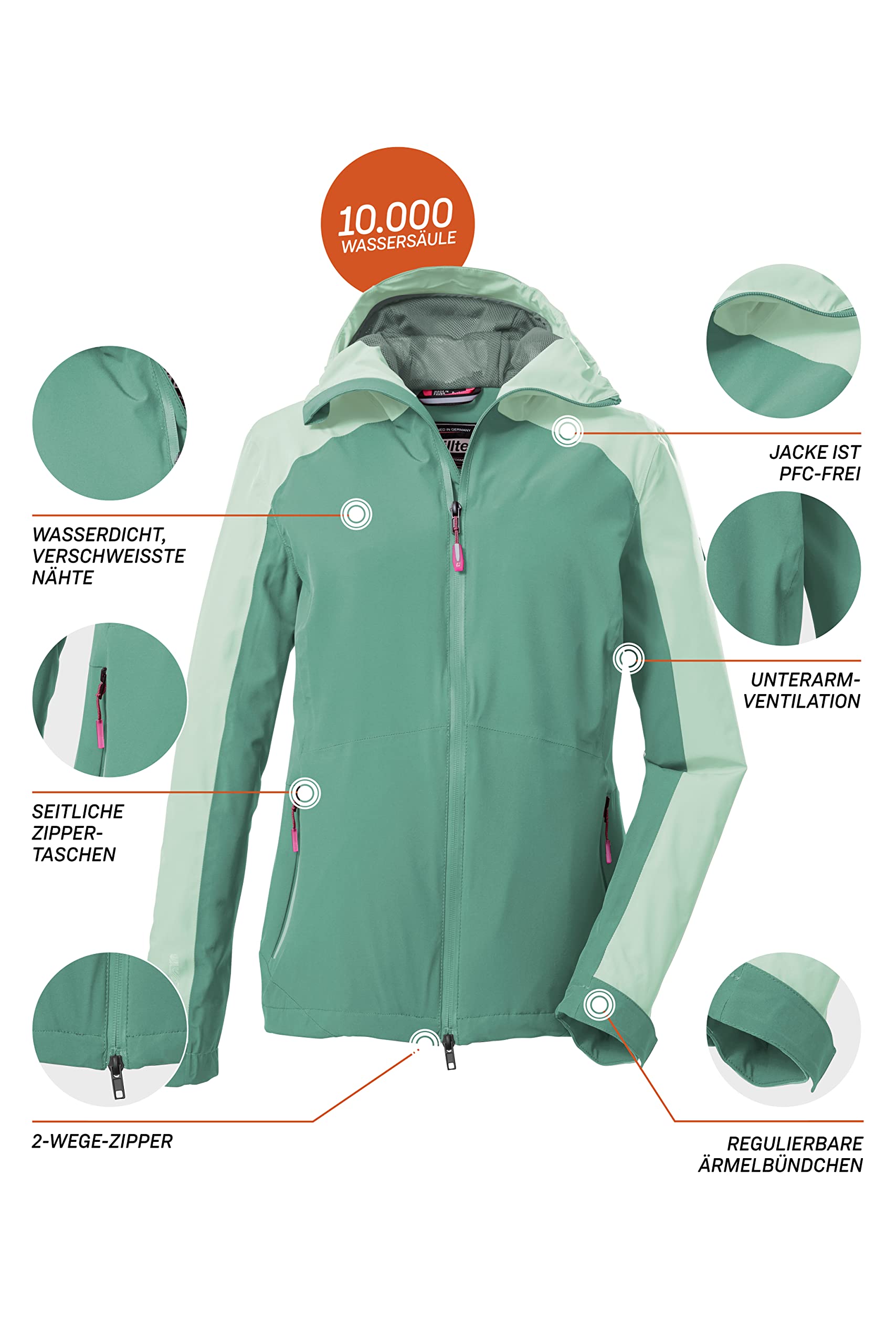 Killtec Damen Kos 30 Wmn Jckt Funktionsjacke/Outdoorjacke mit Kapuze und Unterarmventilation