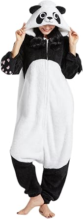 زي الباندا للجنسين DELEY Onesie للبالغين، بيجامة قطعة واحدة، أزياء الهالوين التنكرية، ملابس داخلية بذلة