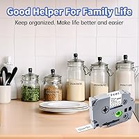 Vista 6 de Paquete de 3 cintas TZ de 0.47 pulgadas de repuesto para Brother TZe-131 TZ-131 P Touch cinta de etiquetas de 0.47 pulgadas laminada negra sobre