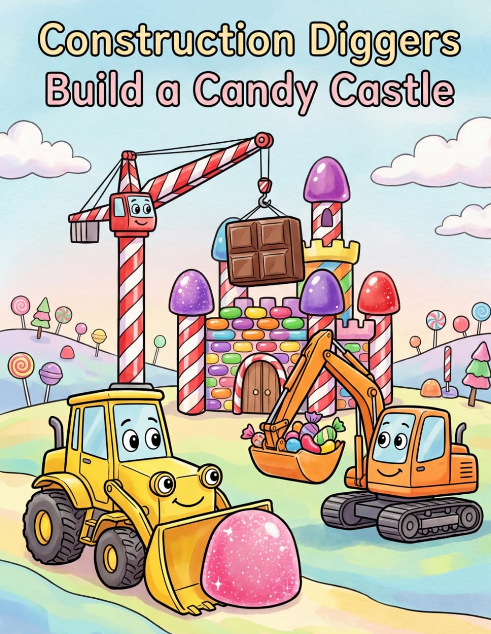 Construction Diggers Build a Candy Castle