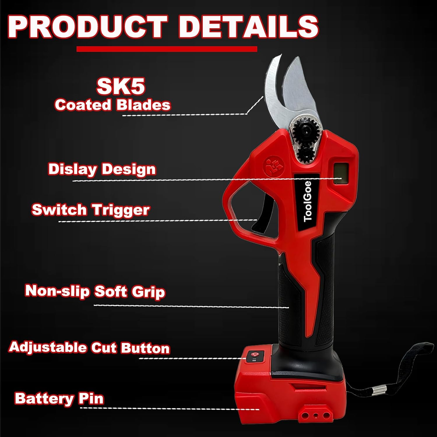 Electric Pruning Shears Compatible with Milwaukee 18v Battery,Portable Cordless Brushless Motor,M18 Pruning Shears Tools with LCD Display＆SK5 Blades for Gardening,Tree Trimming & Orchards(Tool Only)