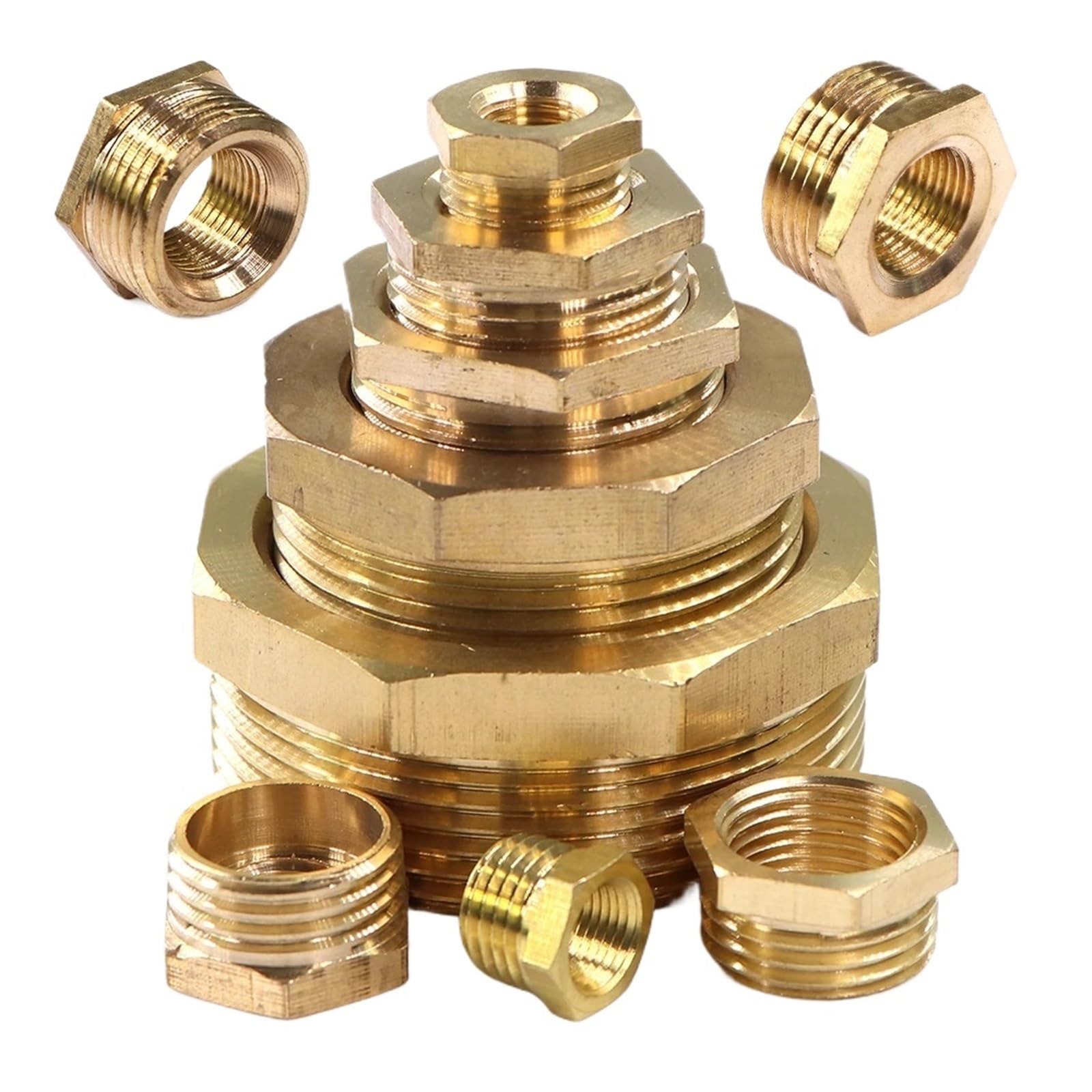 Buje reductor hexagonal de latón premium BSP 1/4-3/8 de alta presión para agua