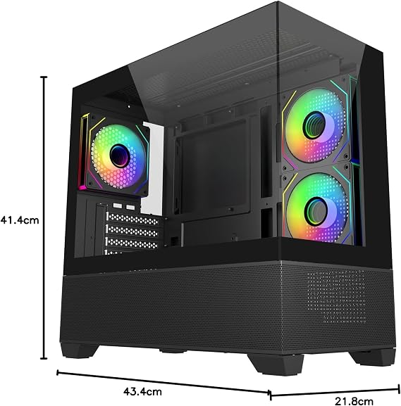 Cooler Master Elite 490 270° All Glass View Compact MicroATX Case for Full Cooling Performance Black Model E490-KHNN-S00
