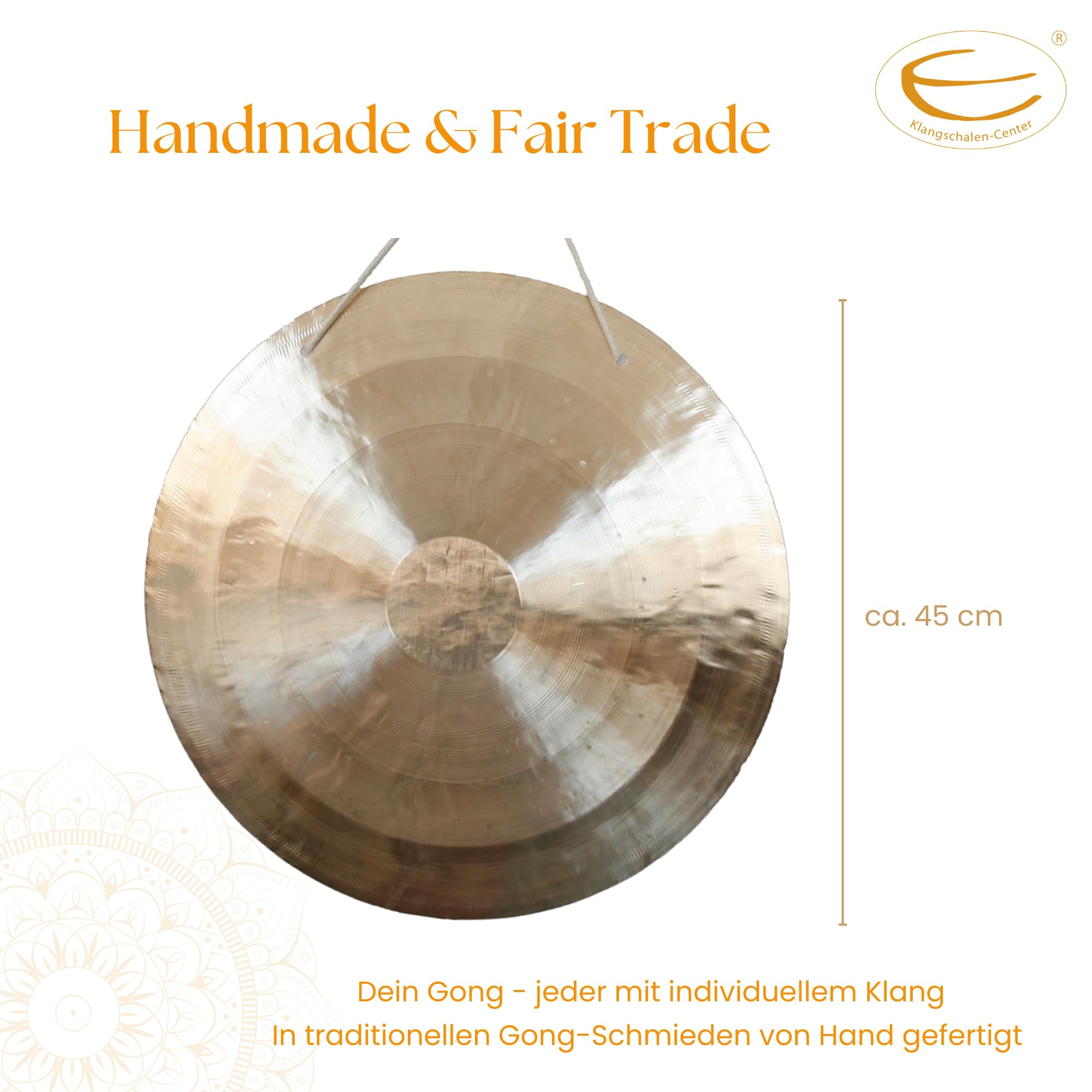 Feng Gong/Wind Gong Ø 45 cm inklusiv Holz-/ Baumwollklöppel -7003-