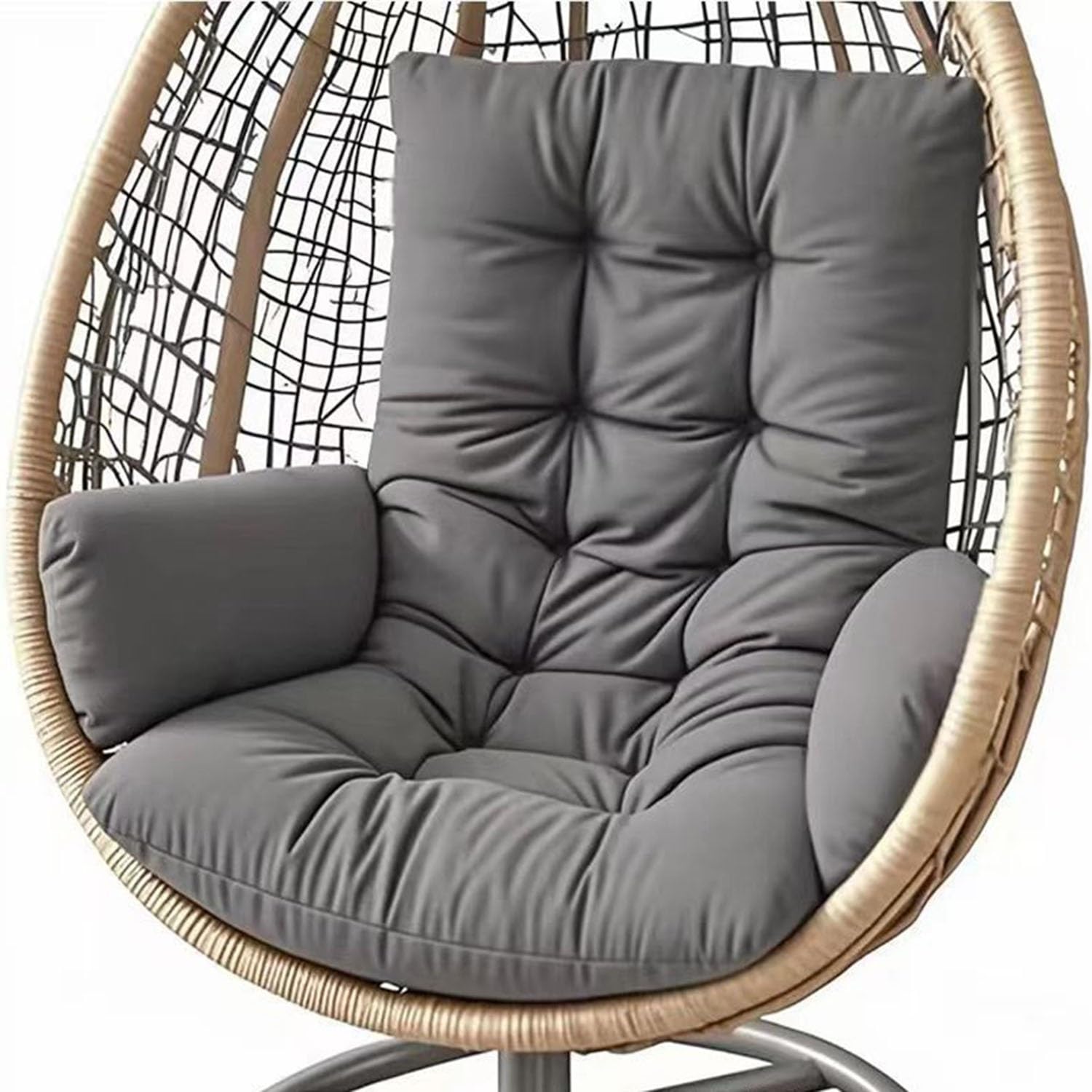 Cojín para Silla Columpio Suave para Patio para Exterior, Interior Huevo, Cesta Colgante Silla Cojín para Silla de Huevo, Muebles Suaves para Interior y Exterior Reclinable(Gris Oscuro)