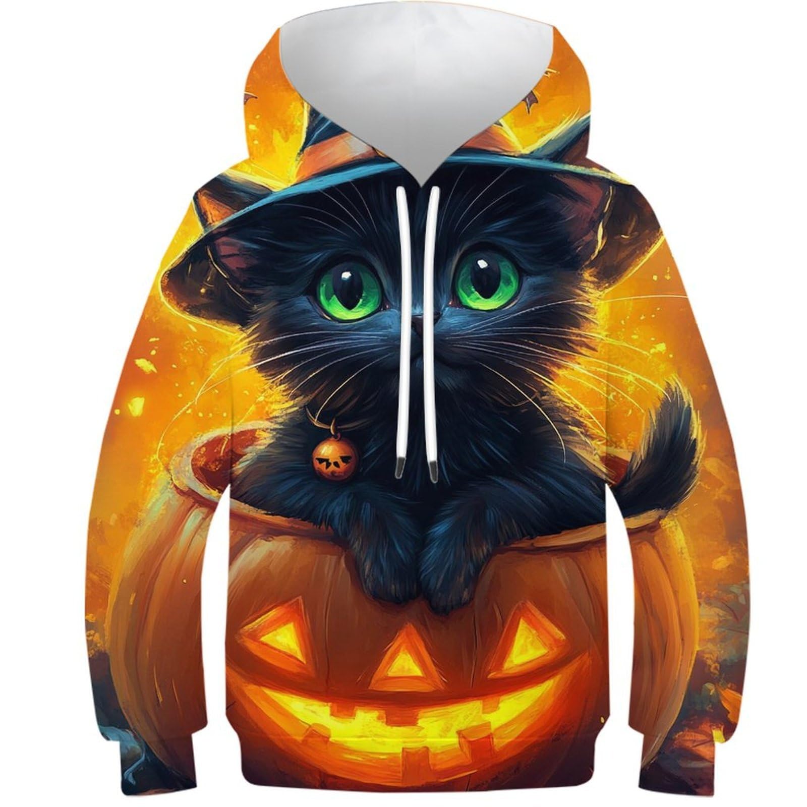 Sweat à capuche chat citrouille 3D pour garçon 11-13 ans - 4