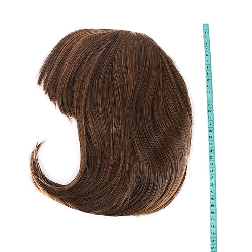 Miniatura 75 de MapofBeauty 12 pulgadas/11.8 in moda señora recta recta sintética flequillo Bob peluca (negro mezclado marrón)