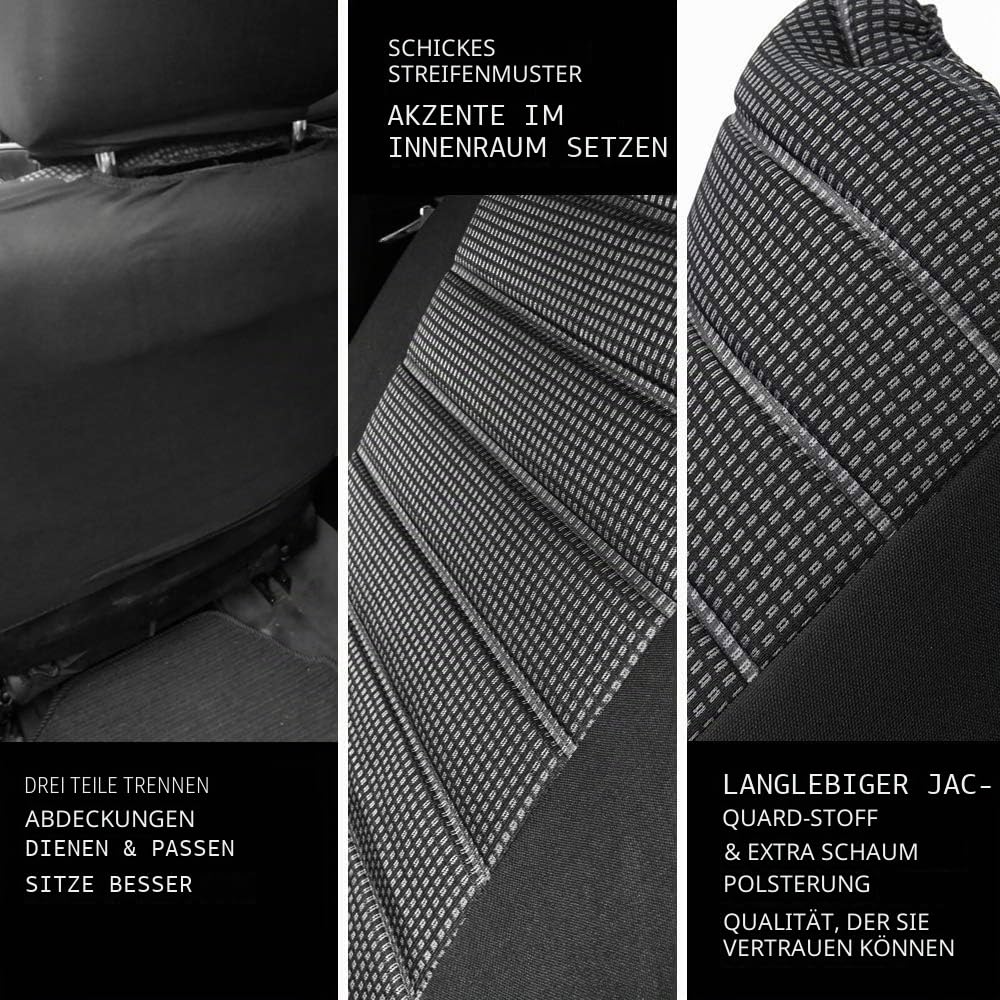 TOYOUN Universal Sitzbezüge Auto Vordersitze Autositzbezüge Schonbezüge Vorne Vordersitzbezüge Seitenairbag geeignet, 2er Jacquard-Fabirk Autoschonbezüge, Grau