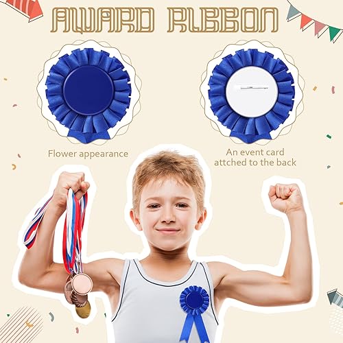 Miniatura 3 de 60 cintas de premio 1 2 3 lugar cinta de roseta cinta de premio cinta de victoria para competencia escolar premios de aula eventos deportivos azul