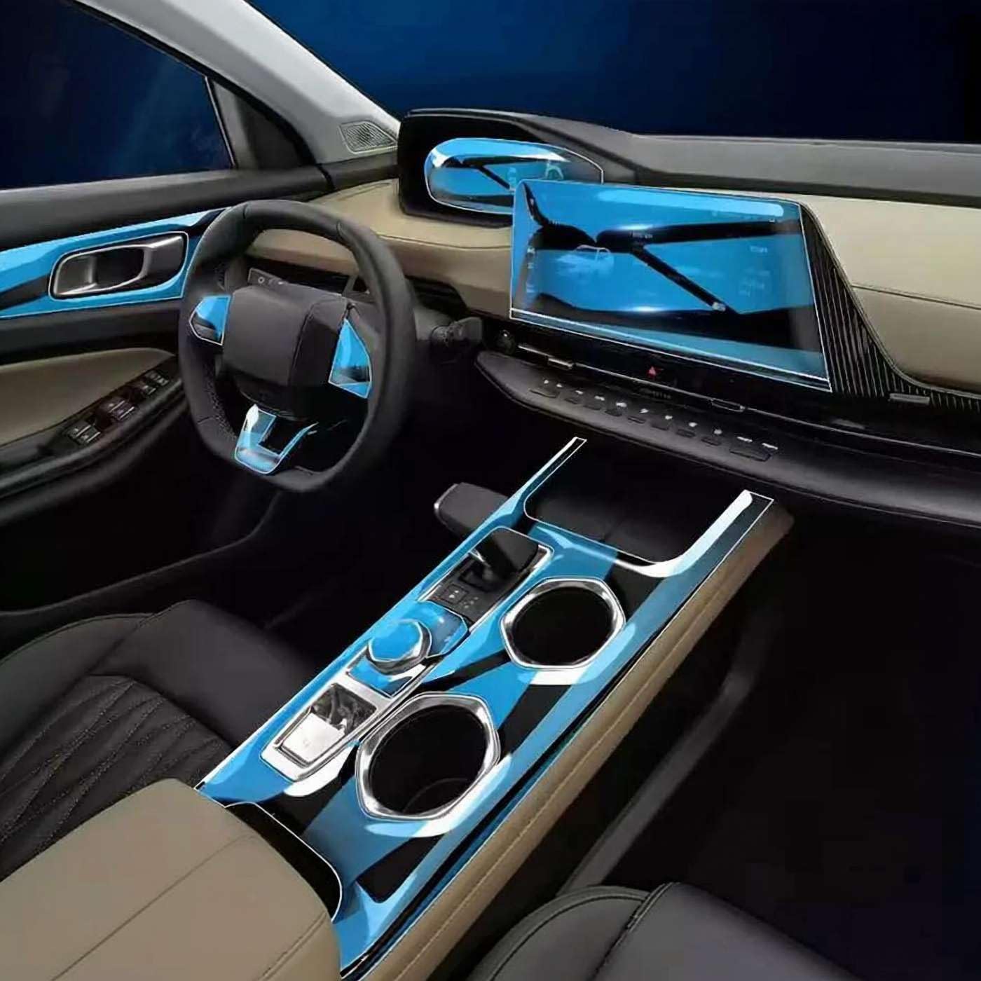 Car Interior Center Console Media Dashboard Navigation TPU Protector Film, for CHANGAN CS55 Plus 2023 2024 Anti-Scratch
