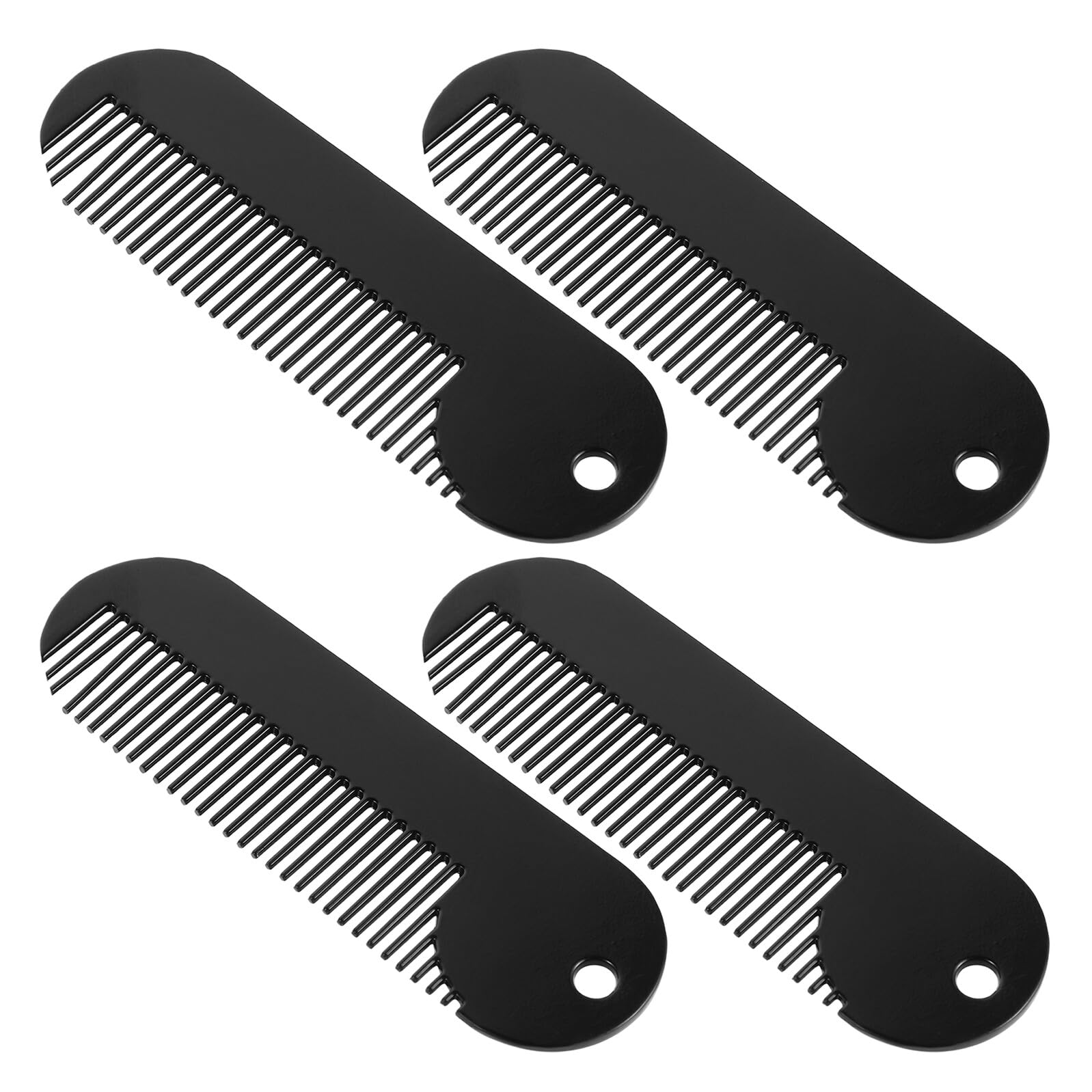 Pack Kleiner Bartkämme aus Zinklegierung, Schwarz, Feinzahnig