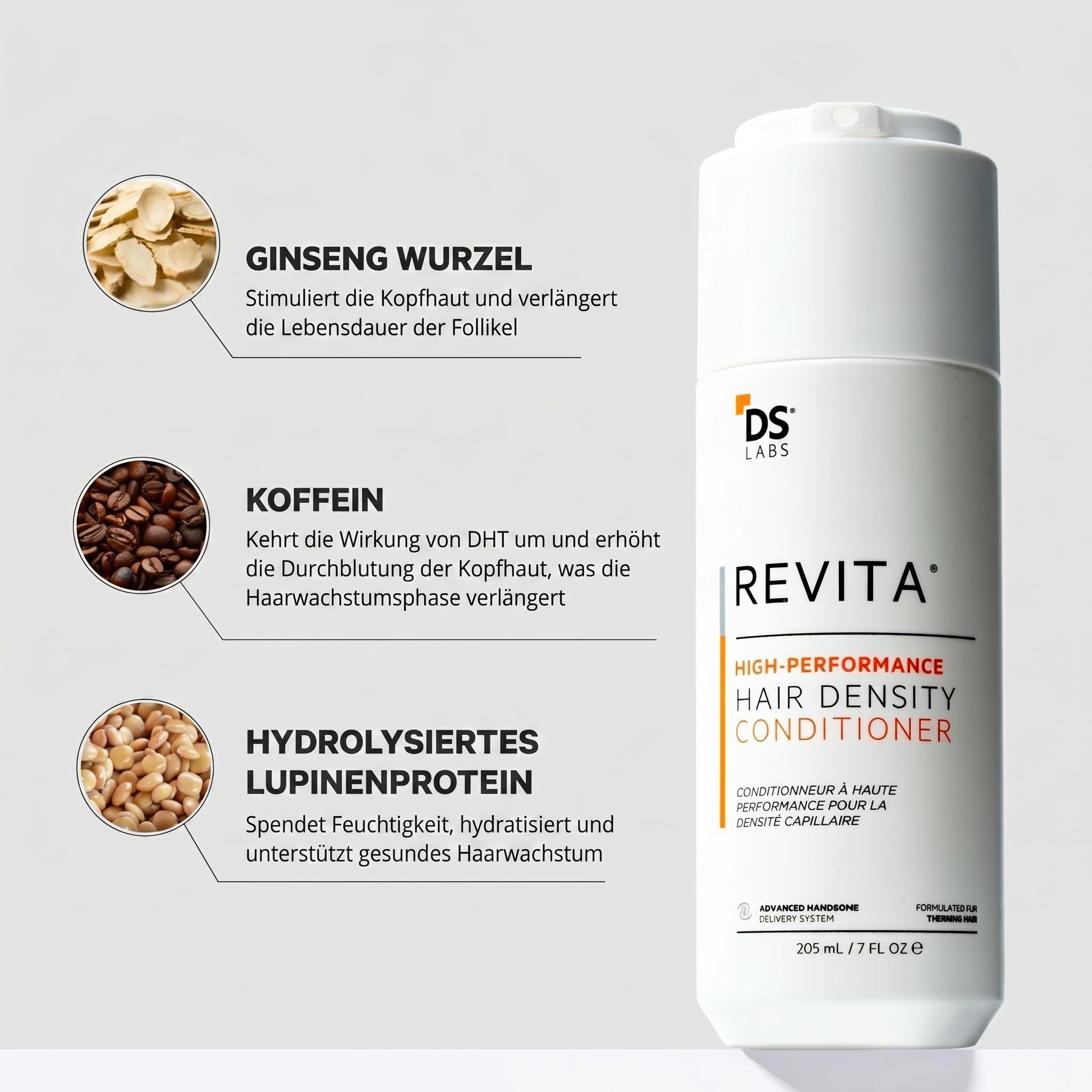 DS Laboratories Revita Conditioner - Épaississant capillaire avec caféine, bloqueur de DHT, niacinamide, biotine, soutien à la croissance des cheveux pour hommes et femmes