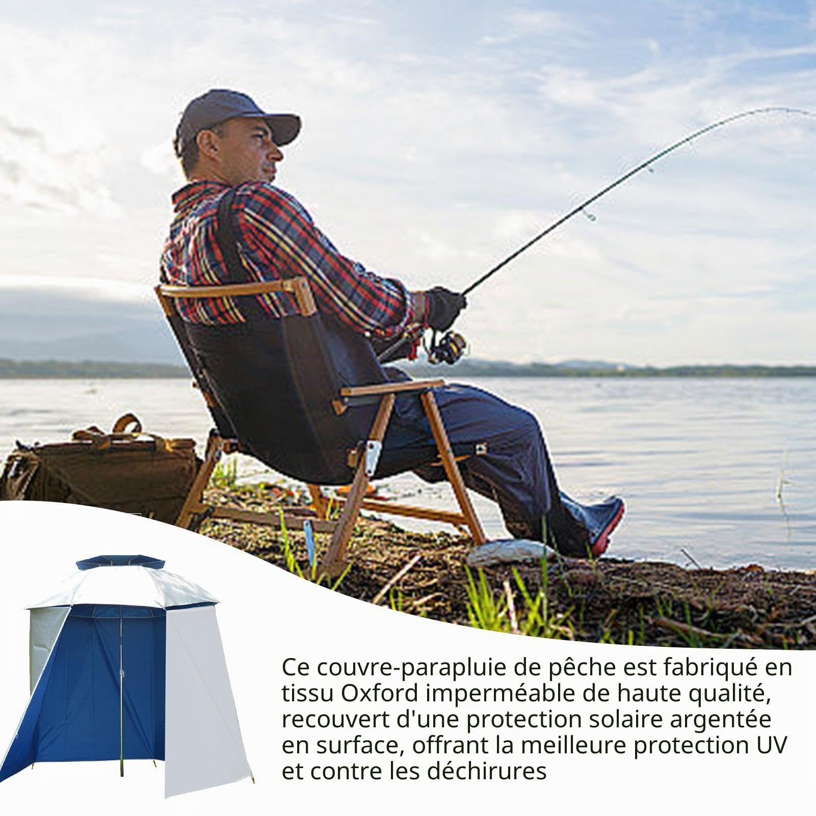 Parapluie d'ombrage, abat-jour de parapluie portable | Abri parapluie pour le soleil | Accessoires de parapluie de pêche semi-circulaire imperméables, tissu entourant le parasol de pêche avec protecti