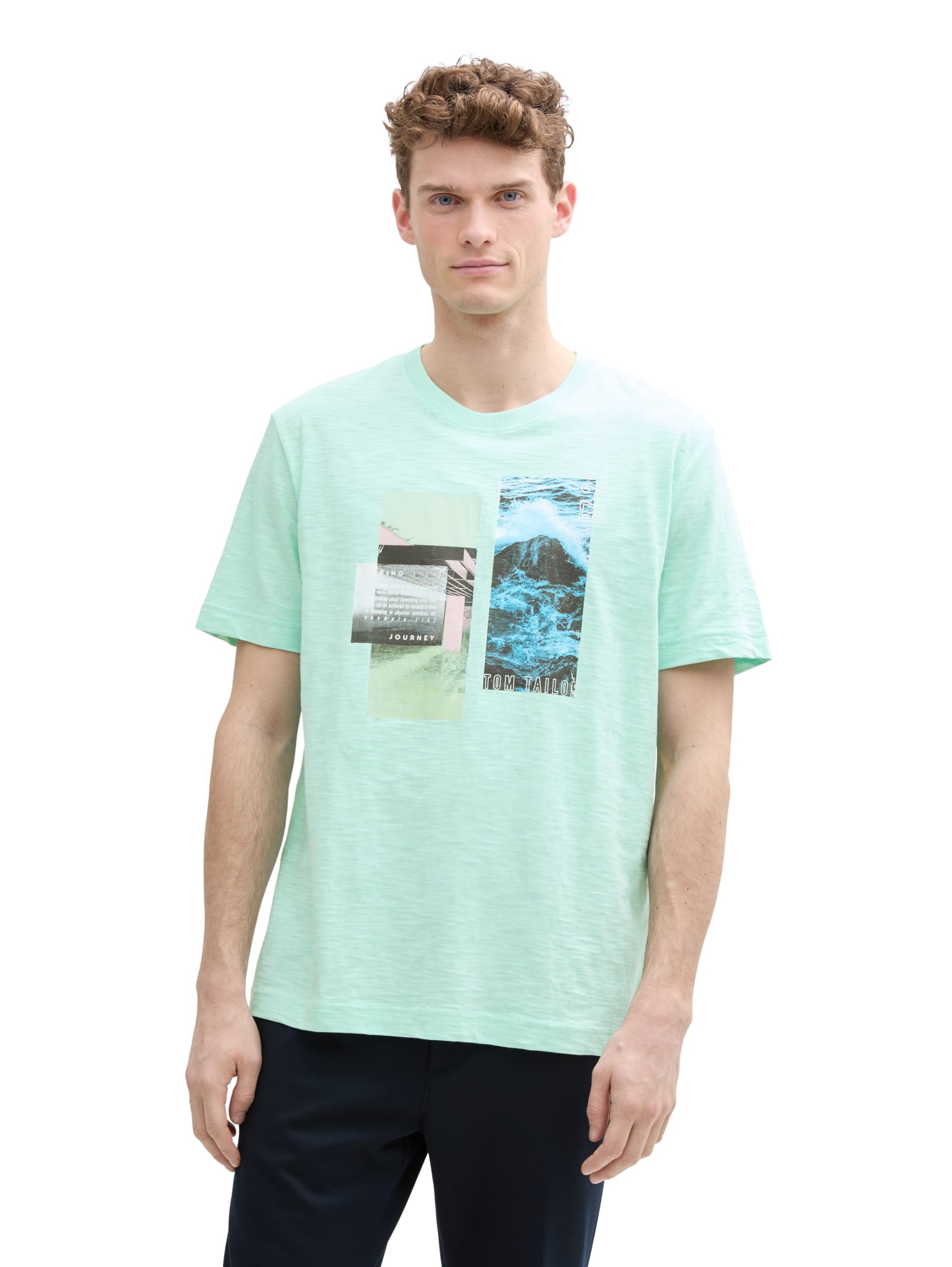 TOM TAILOR Herren 1045692 T-Shirt, 37105 - Bright Mint Green, S EU
