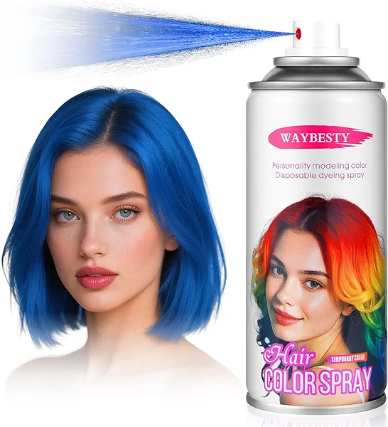 Temporary Hair Color Spray For Kids Women Men, Temporary Hair Dye Washable Hair Color Wax Non-Sticky For Cosplay Party DIY, Christmas Party, Halloween Crazy Hair Day(Blue, 4.06 oz)
