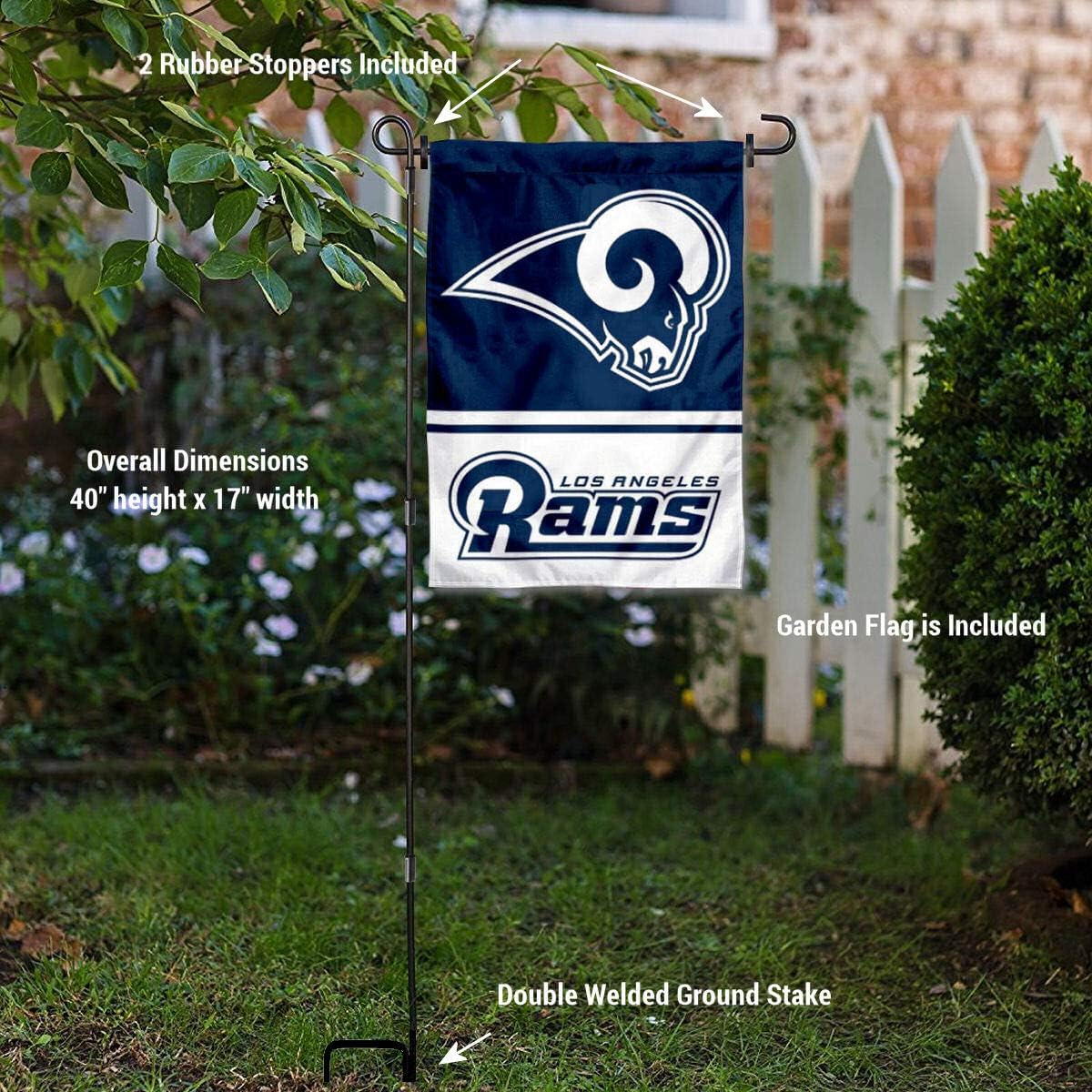 Los Angeles Rams Garden Flag with Stand Holder - Image 3