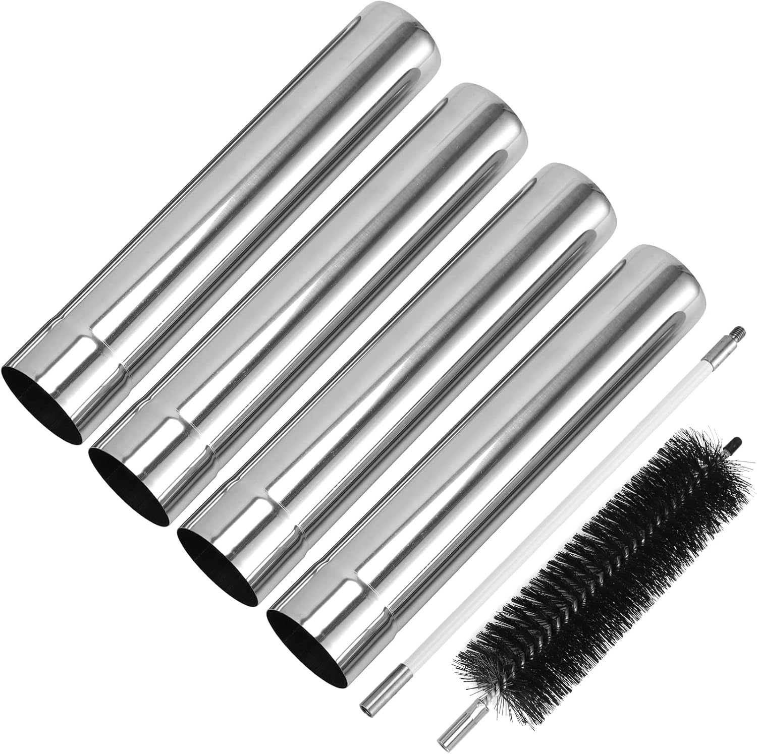 SENQI ストーブ用延長煙突 煙突パイプ 薪ストーブ専用 32cm ステンレス製 別売りオプションパーツ 薪ストーブ 延長煙突 4本セット  キャンプ用品 清掃用ブラシ付き