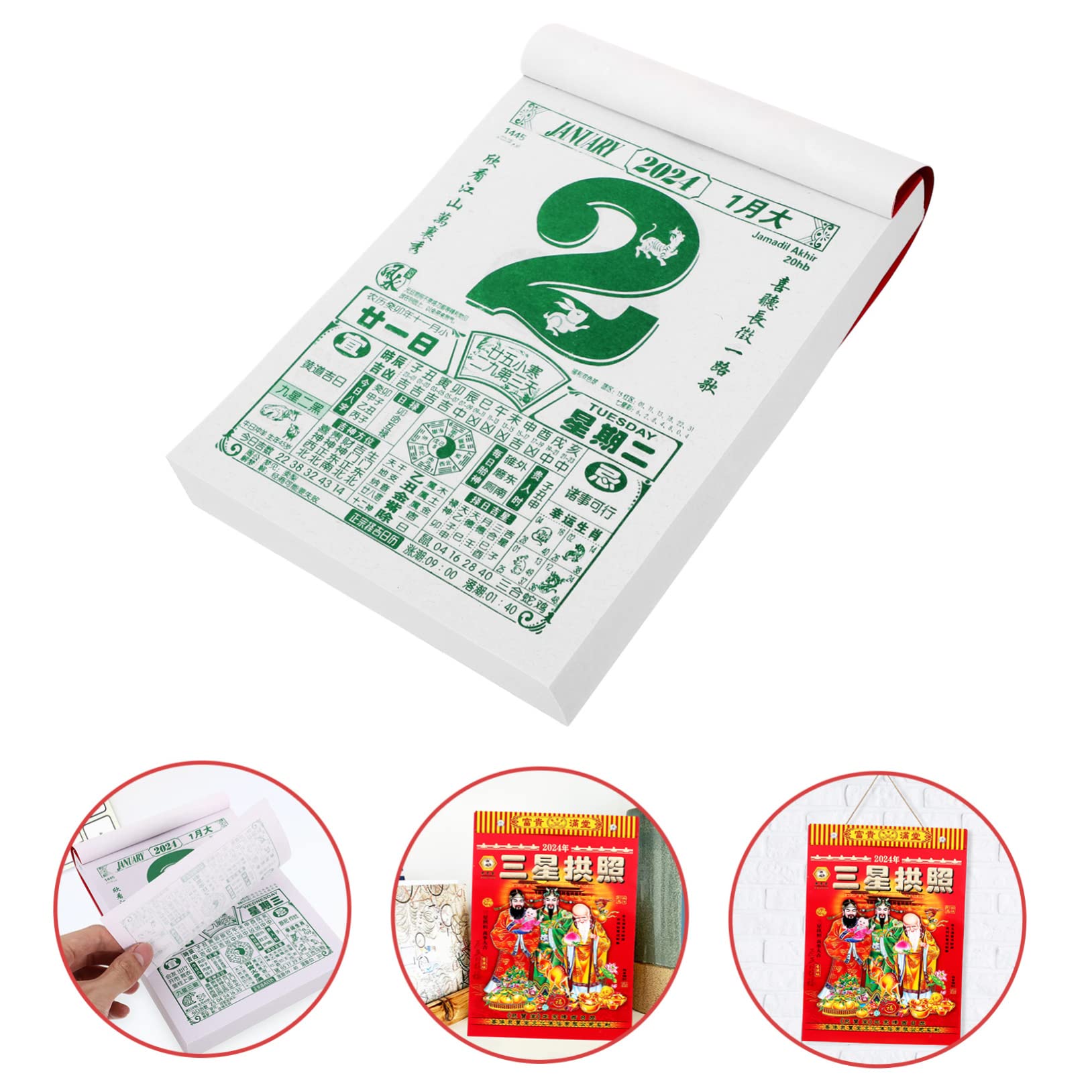Calendario annuale, calendario da parete, 4 pezzi 2024 Vecchio Almanacco Calendario da tavolo Anno lunare Calendario da parete 2024 Calendario del drago Calendario tradizionale cinese Drago Anni Calen