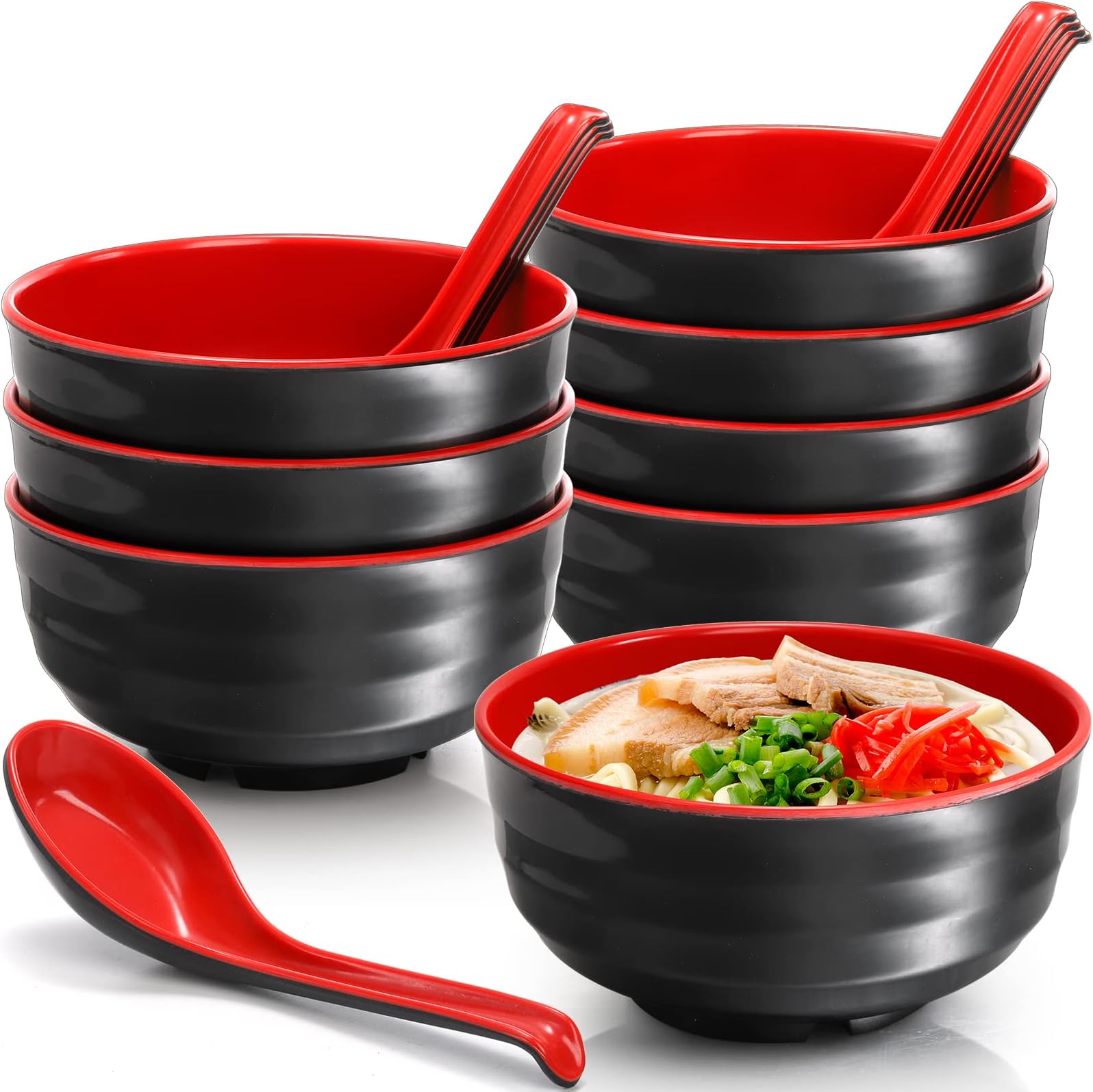 Happy Sales Longevity Design Melamine Oriental Pho Noodle Soup Bowl (Set of 2), 36