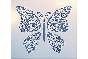 Flower Butterfly Stencil - Versatile 10.5" x 9" Reusable Mylar Stencil for...