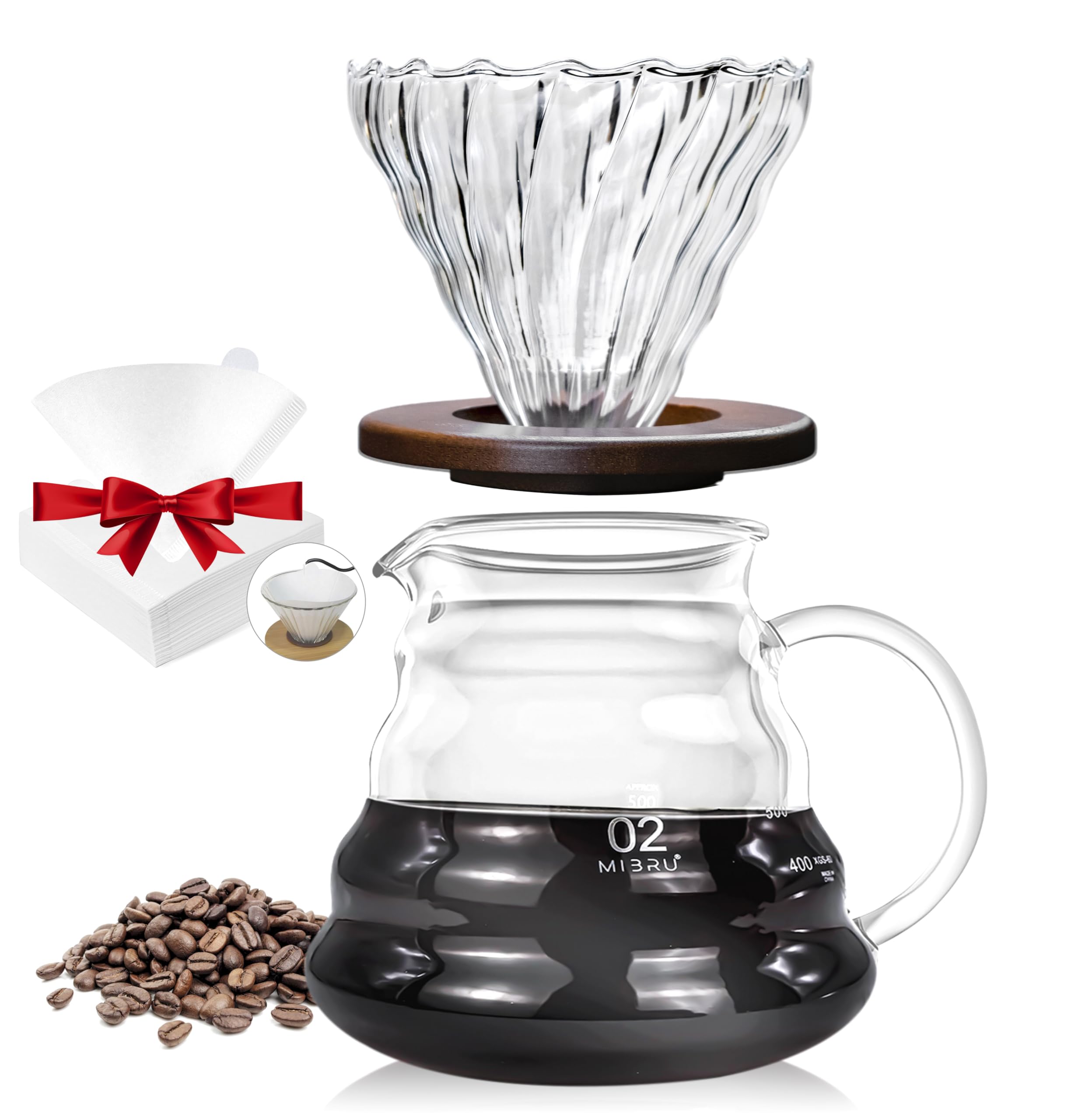 MIBRU V60 Drip Coffee Set Drip Coffee Maker Set Professional Coffee Machine Drip Set of 3 Drip Utensils