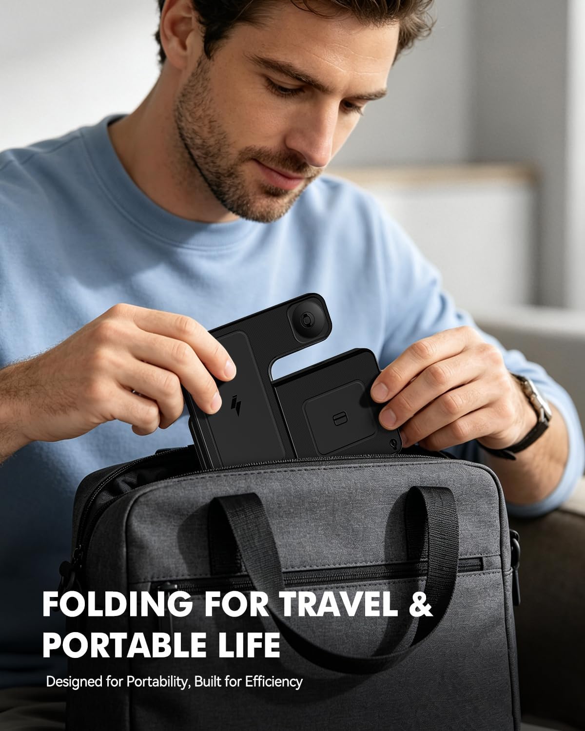 Cargador inalámbrico plegable 3 en 1 para Samsung: estación de carga Qi de 15 W para Samsung S26/S25/S24/S23/S22/S21, Note 20/10, Z Fold 6/5, Galaxy Buds 4/3/2 Pro y Galaxy Watch-Android Soporte de