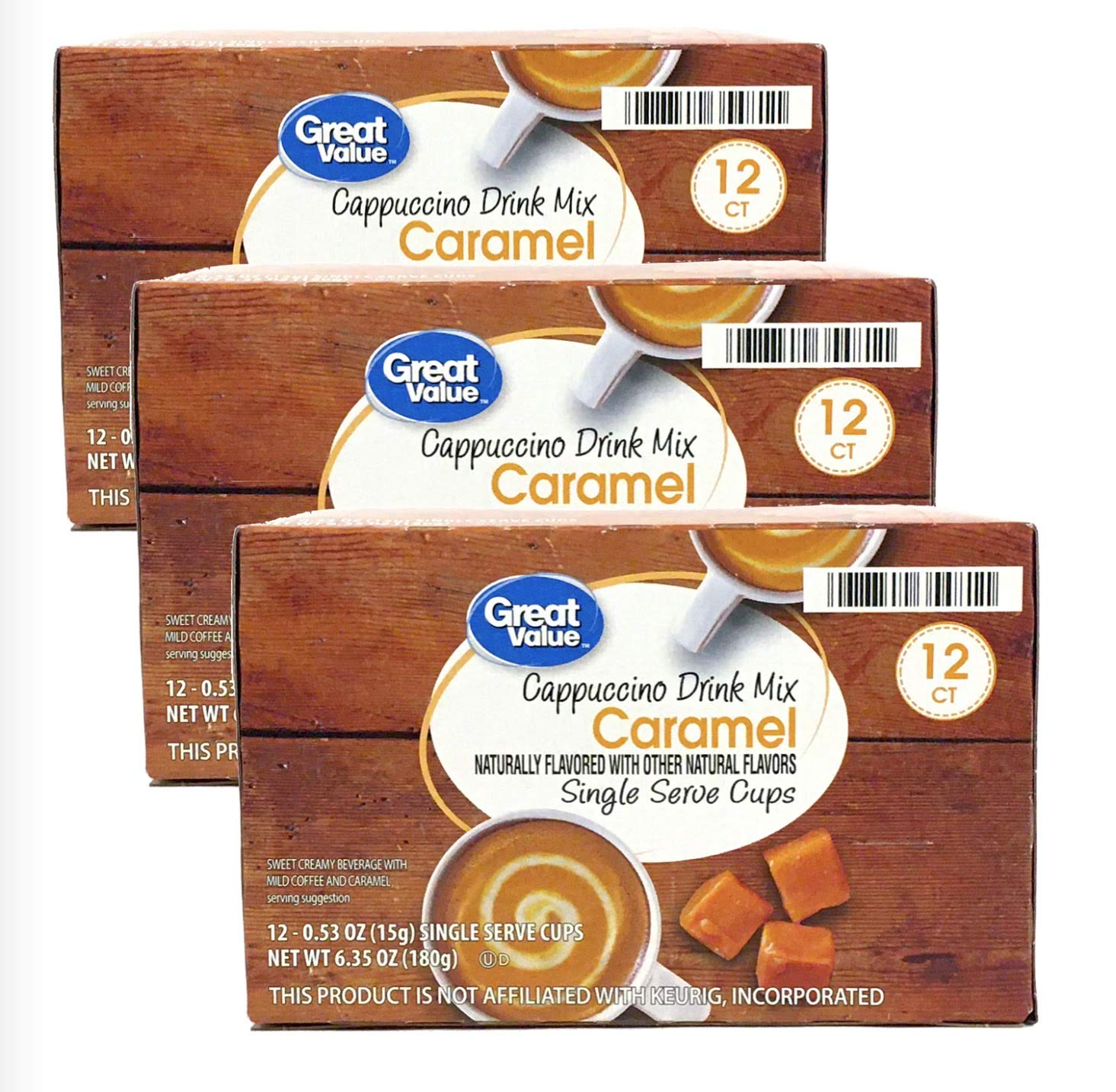 Cappuccino Coffee and Hot Drink Single Serve Pods, 12 Count (Caramel Cappuccino, Pack of 3)