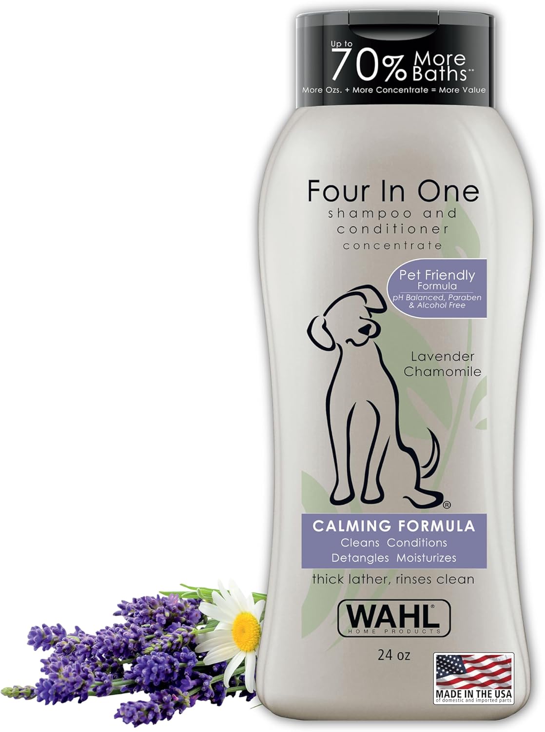 Wahl USA 4-in-1 Calming Dog Shampoo with Lavender Chamomile Scent – Cleans