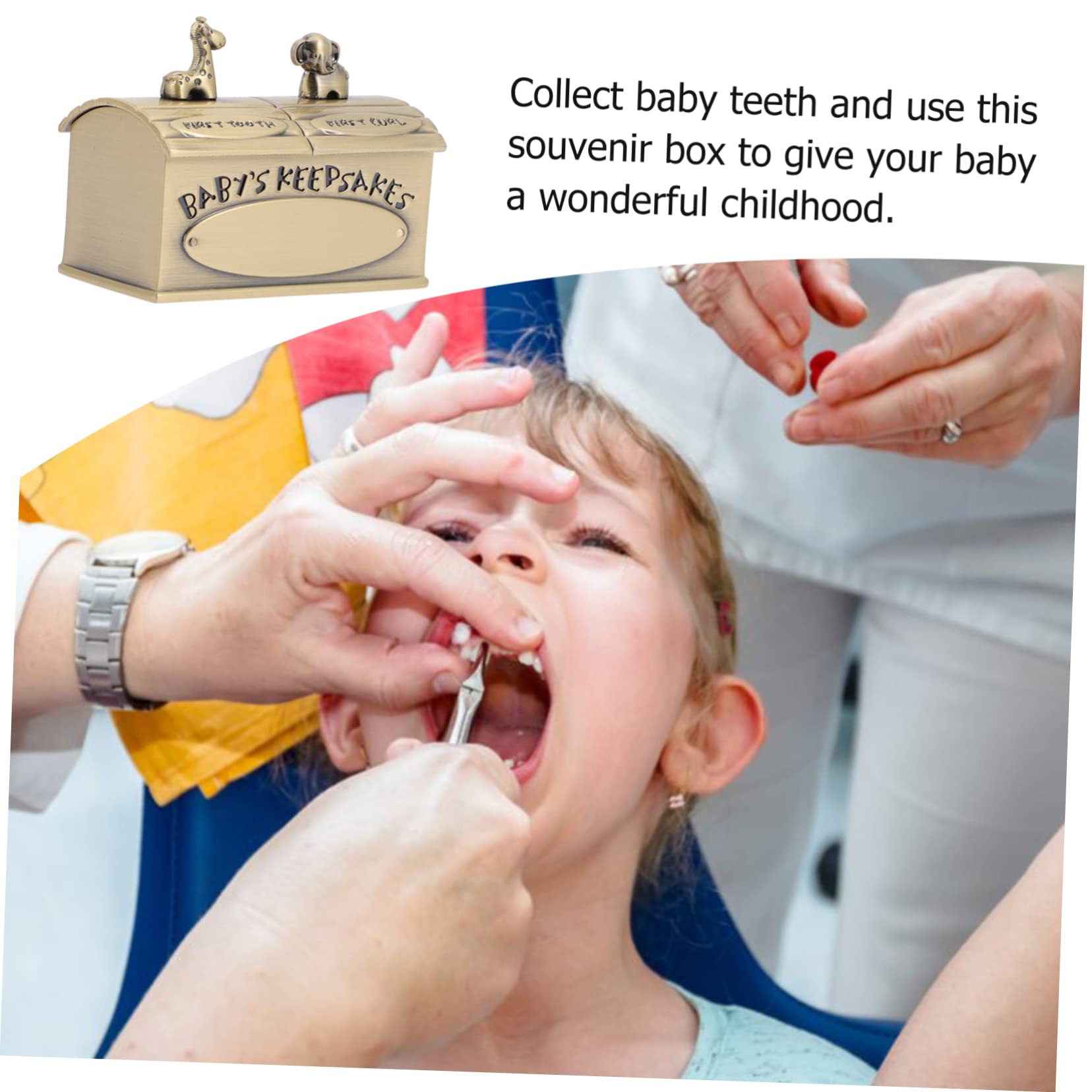 Yardwe Metal Tooth Storage Box Durable Keepsake Case for First Tooth Lanugo Adorable Animal Patterns present for Boys Baptism Christmas Birthdays