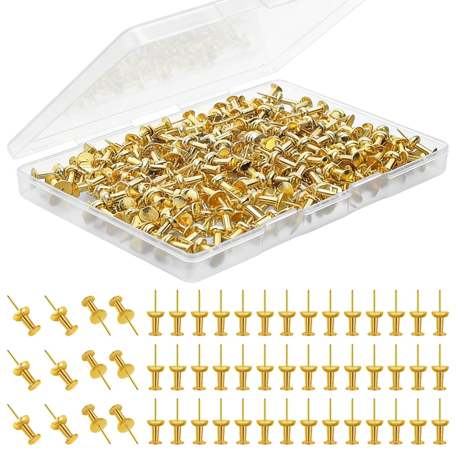Generic 100 Pcs Metal Push Pins Cork Board Thumb Tacks Wall Hanging Push Pins Decorative Pushpin Tacks Cork Board PushPins for Artworks Notes Photos Gold