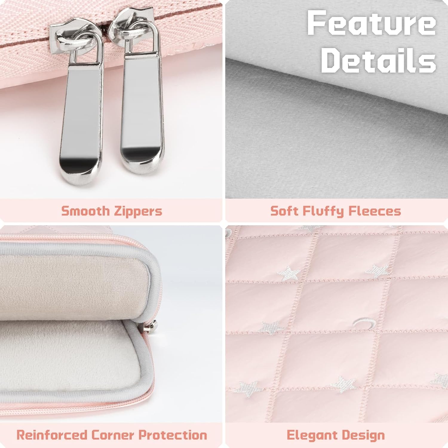 13 14 inch Laptop Sleeve Bag Portable Laptop Case Soft Lining Carrying Case Padded Computer Pouch Cover Compatible with 13 Inch MacBook Air/Pro 14 Inch MacBook Pro, Pink image 5