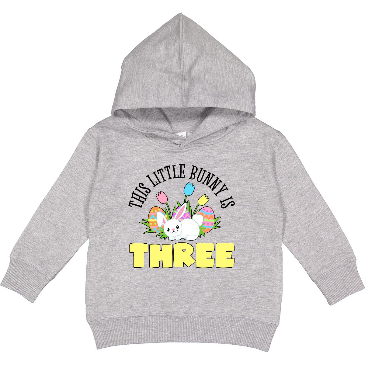 inktastic This Little Bunny Is Three- Cute Easter Birthday Toddler Hoodie 4T Heather 4512a