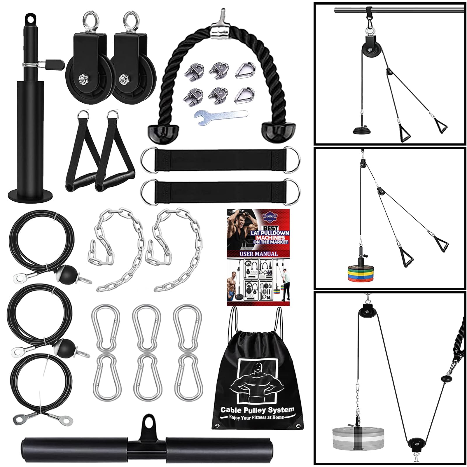 Taeku Poleas Gimnasio, DIY Máquina Kit de Cables de Poleas Sistema Musculacion Accesorio de Entrenamiento para Trabajar Bíceps Tríceps Hombros