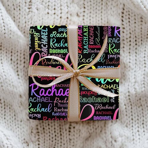 Miniatura 9 de Papel de regalo personalizado con fotografía, Merry Christmas con sombrero de Navidad, papel de regalo personalizado Happy Birthdays con nombre,