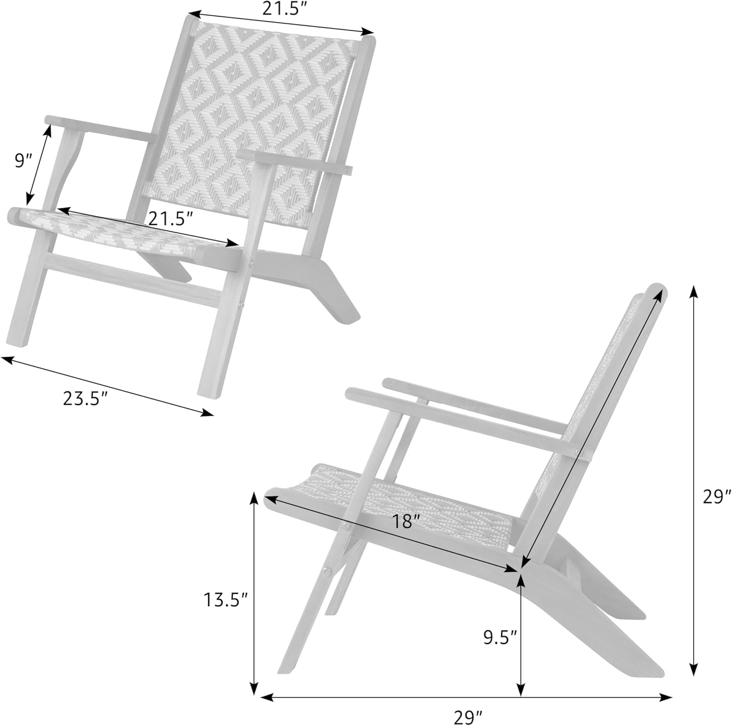 Balkene Home Wooden Outdoor Lounge Chair - All Weather Wicker Weave