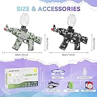 Vista 6 de AKM-47 Pistola eléctrica de bolas de gel, paquete de 2 pistolas de salpicaduras automáticas con disparo de alta potencia, ideal para batallas