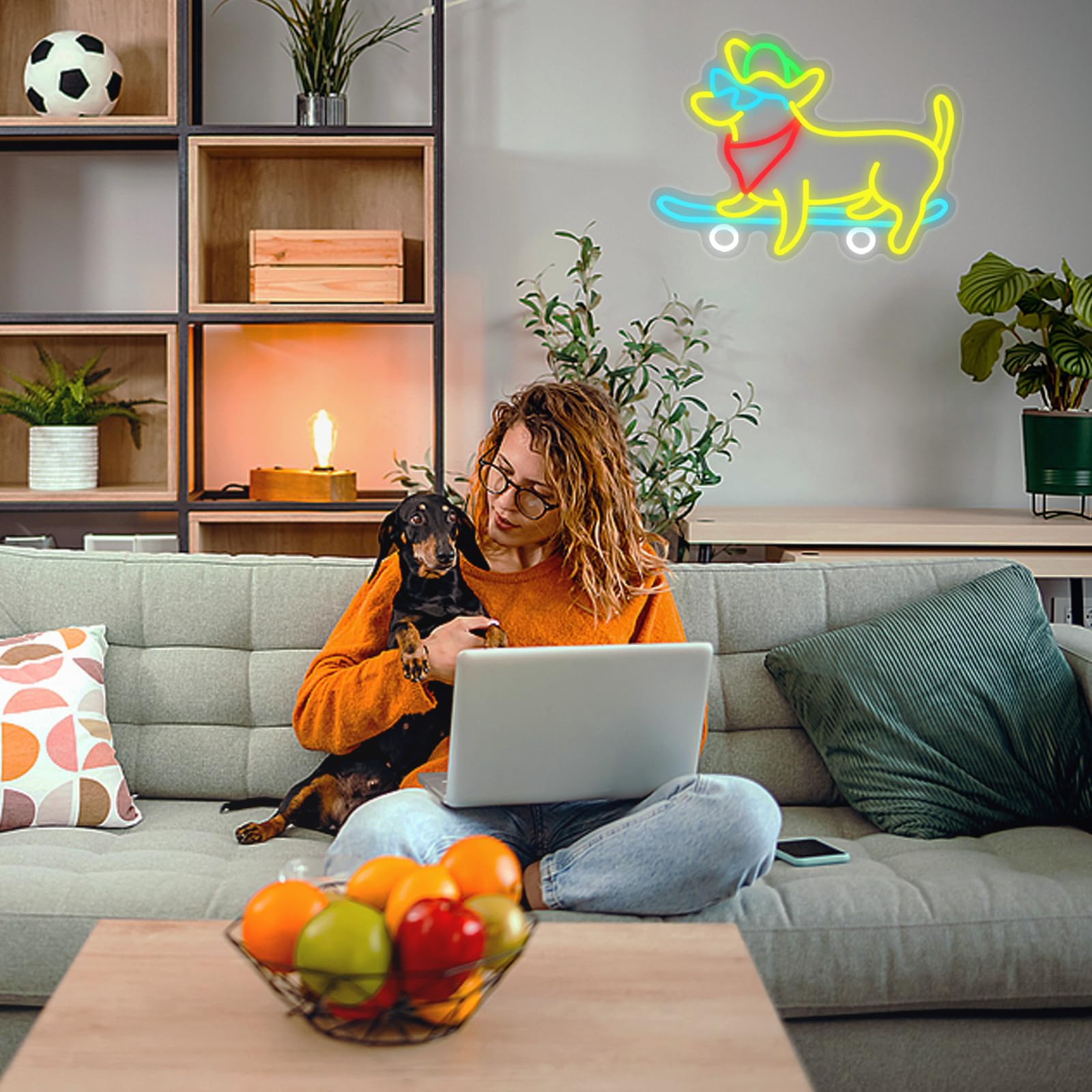 Panneau néon pour chien en skateboard pour décoration de chambre à coucher, animalerie, décoration murale, décoration de bar de fête | Leroy Merlin