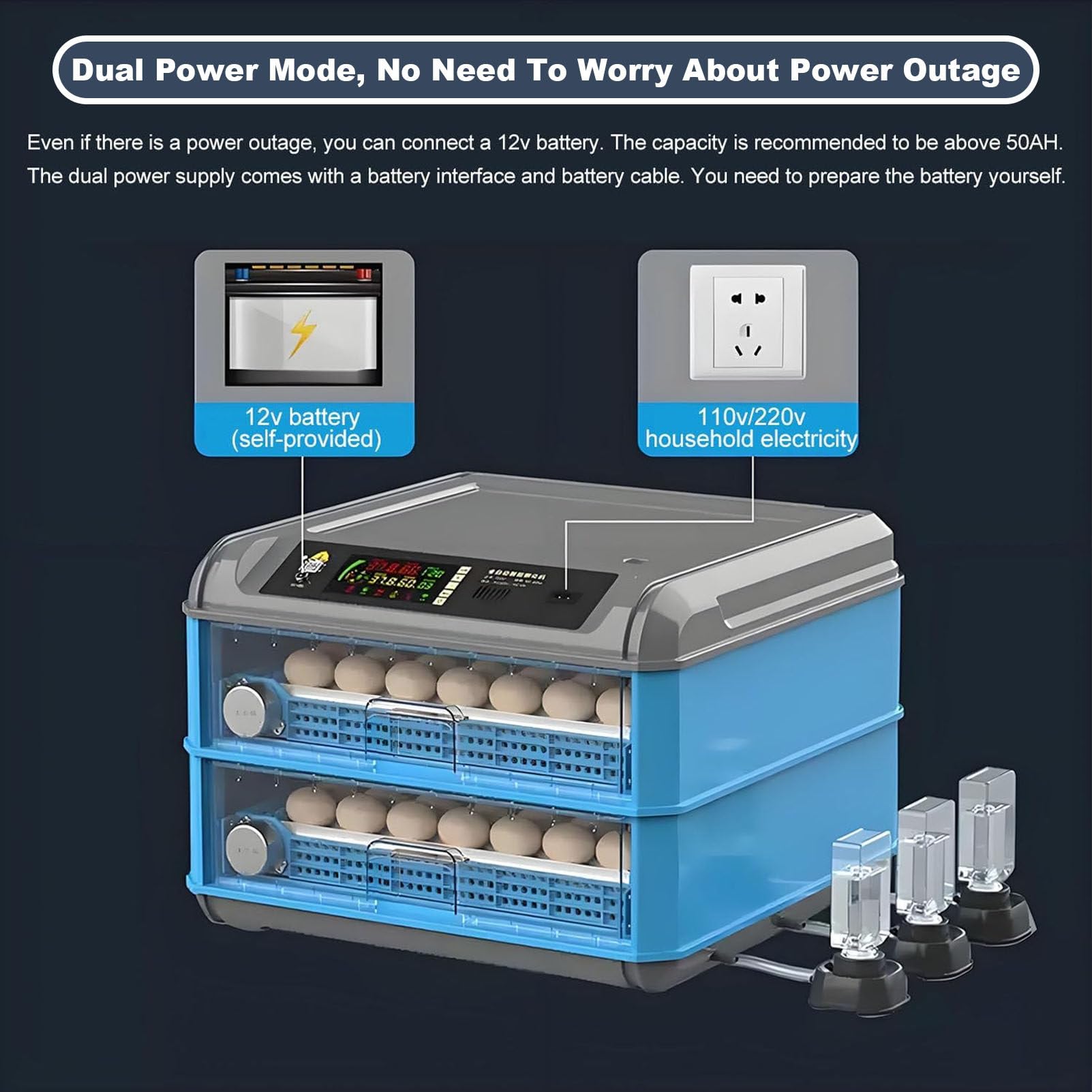 Incubadora de Huevos de gallina, Totalmente automática, con volteador automático y Control de Temperatura, Ideal para Patos y codornices, para Uso doméstico o en criaderos. 120Eggs