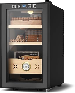 EUHOMY Electric Cigar Humidors, 25L Cigar Humidors, Cooling & Heating Humidor Cabinet with with Spanish Cedar Wood, Electric Cooler for 155 Counts with Digital Hygrometer, 3 Layers
