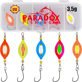 Paradox Fishing Juego de 5 anzuelos giratorios para trucha, 3,5 g, para pesca de truchas, cebos para trucha, cucharas, trucha